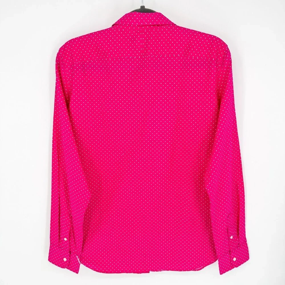 Lauren Ralph Lauren Black Label Long Sleeve Button-Up Pink w/Polka Dot Women XL - Picture 6 of 6